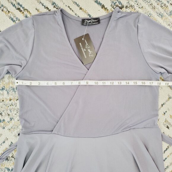 Brigitte Brianna Grey Wrap Maxi Dress Modest Spandex Comfy Long Boho Dress SZ L - Picture 7 of 12